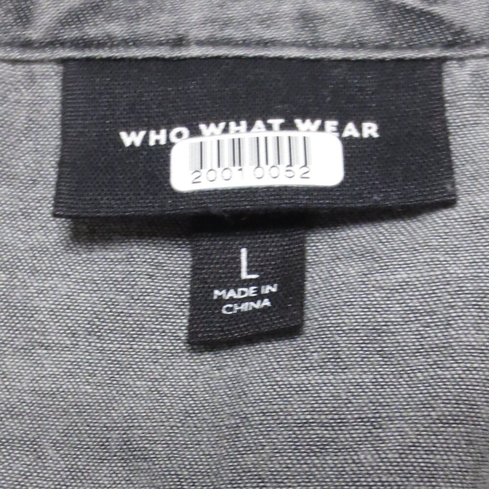 WHO WHAT WEAR womens DRESS black ACID WASH faded WRAP mini LONG SLEEVE SIZE L - Picture 4 of 13